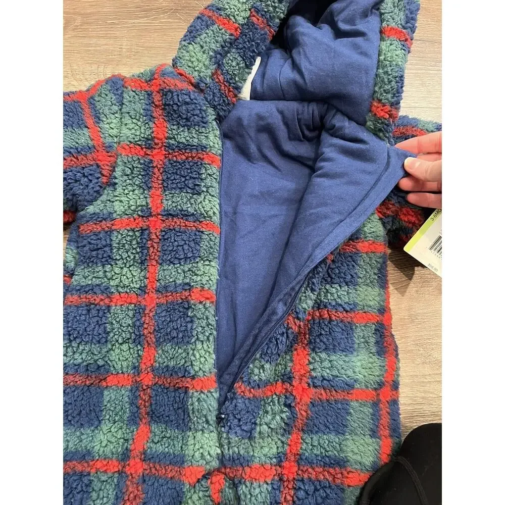 Little Me Plaid Fleece Jumpsuit- size 3-6 months